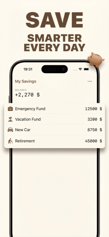 Fiano savings goals: Emergency Fund, Vacation Fund, New Car, Retirement