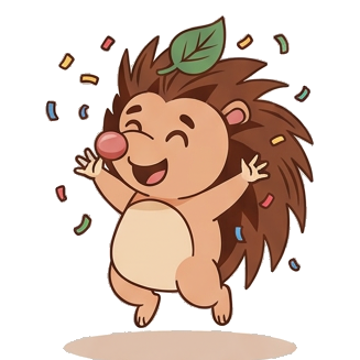 Fiano's hedgehog mascot celebrating
